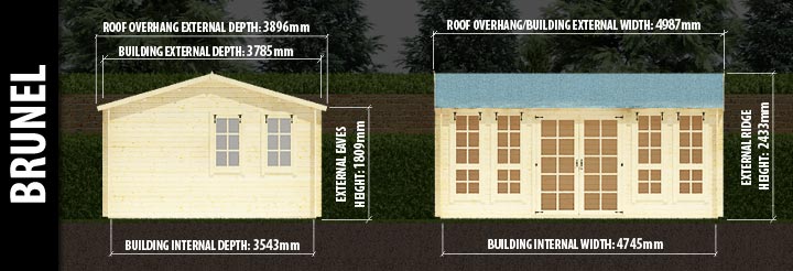 Brunel Log Cabin: Front and Side Elevation Details