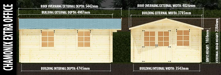 Chamonix Extra Home Office: Front and Side Elevation Details