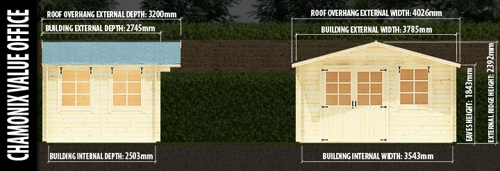 Chamonix Value Home Office: Front and Side Elevation Details