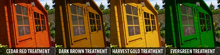  Montana with verandah Treatment Options: Inc Cedar Red, Dark Brown, Harvest Gold and Evergreen