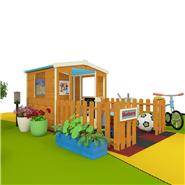 Mad Dash Blueberry Fabric Roof Wooden Playhouse