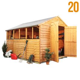 BillyOh 20L Rustic Economy Overlap Apex Garden Shed 12'x8'