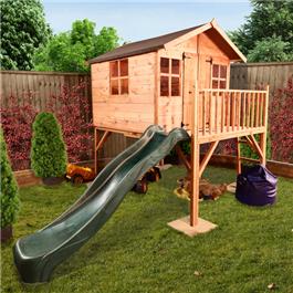 Mad Dash Lollipop Junior Tower Xtra Wooden Playhouse Including Floor and 2m Slide - Available in 4 Different Colours