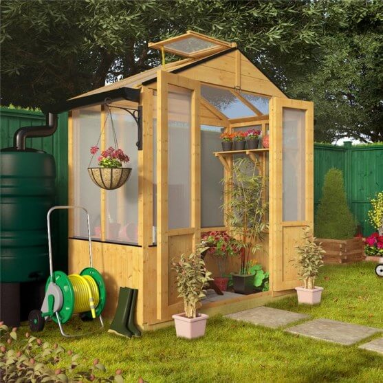 BillyOh 4000 Lincoln Wooden Polycarbonate Greenhouse with Opening Roof