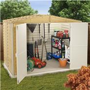 BillyOh Retford 8' Fronted Premium Woodgrain Apex Plastic Sheds Inc Foundation Kit