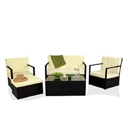 Black 4 Seater Sofa Set