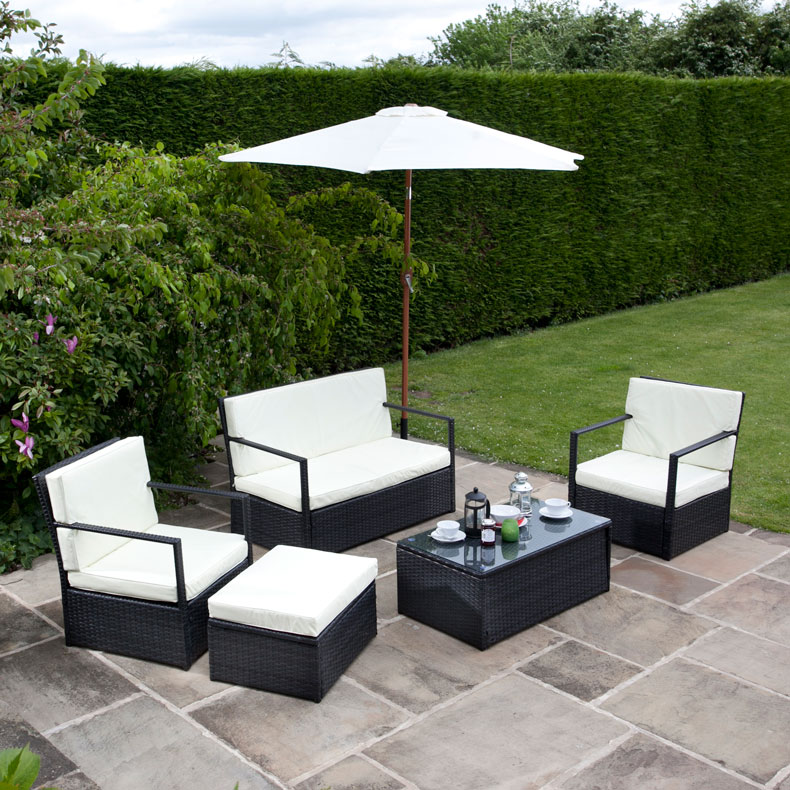 BillyOh Sandringham Black Rattan Garden Sofa 4 Seater Set