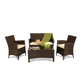 Black 4 Seater Rattan Lounge Set