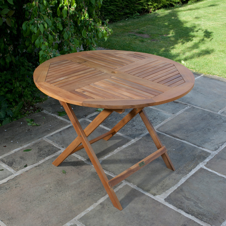 BillyOh Windsor Acacia Wooden Garden Table - 1.0m Round Folding