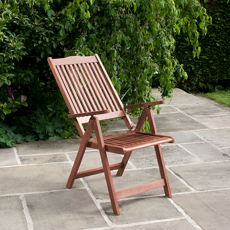 BillyOh Hampton 1 x Reclining Woodon Eucalyptus Garden Armchair