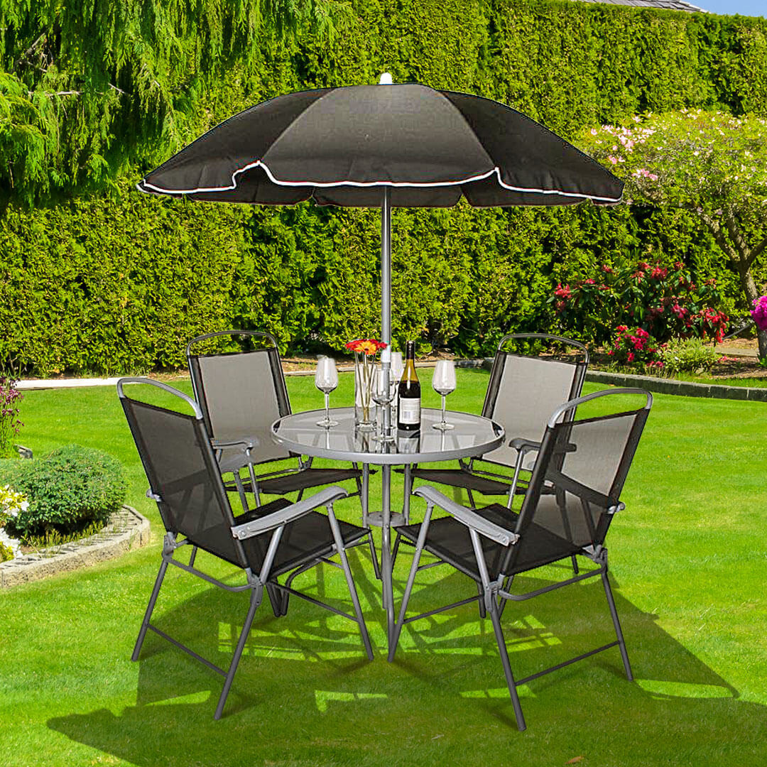 BillyOh Express 4 Seater Black Folding Chair Metal Furniture Set