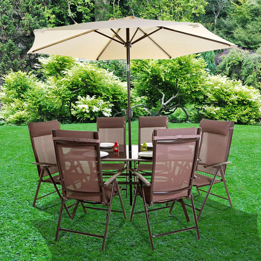 BillyOh Comfort 6 Seater Rectangular Brown Metal Garden Furniture Set