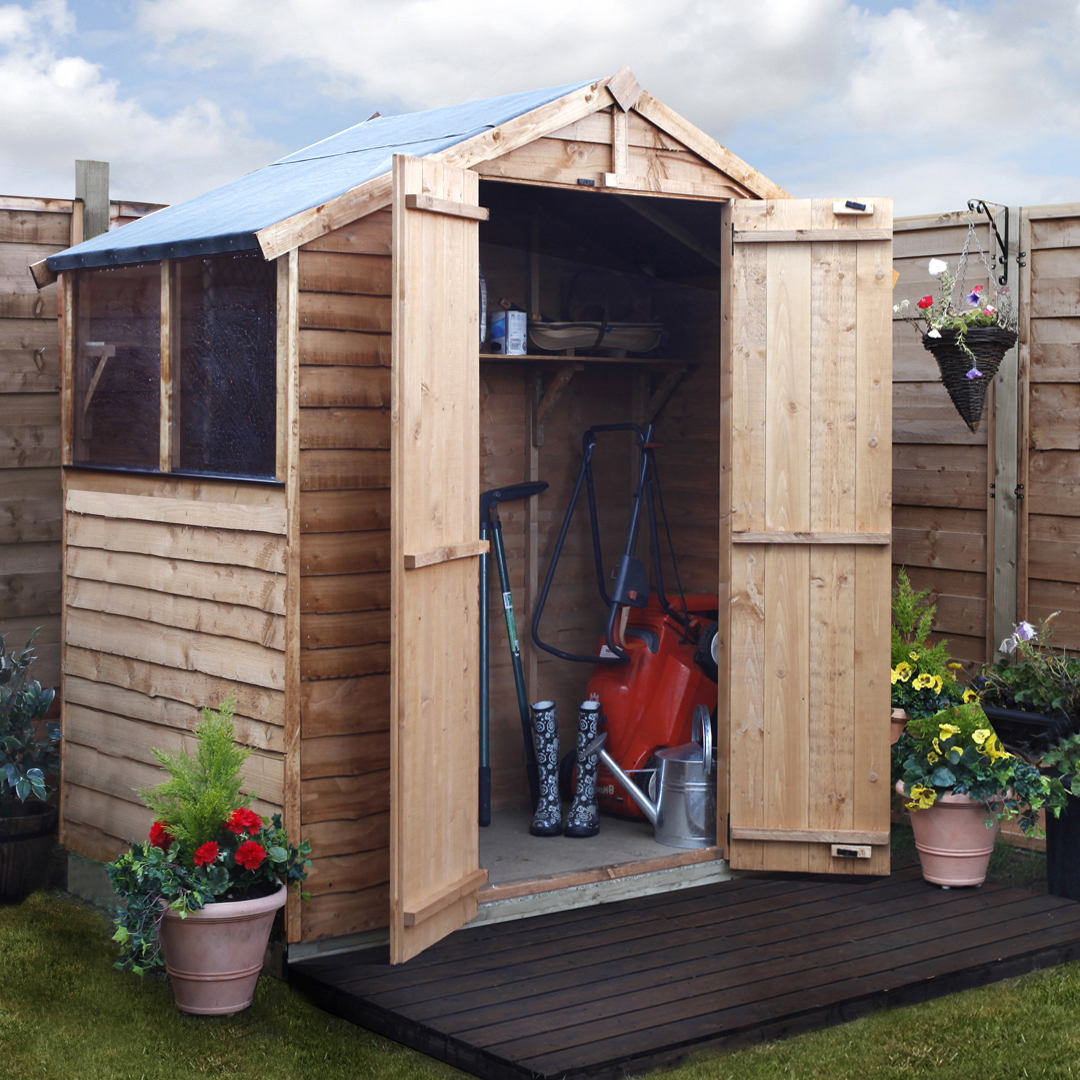 BillyOh 4 x 6 Windowed Rustic Overlap Apex Garden Shed 20 Range