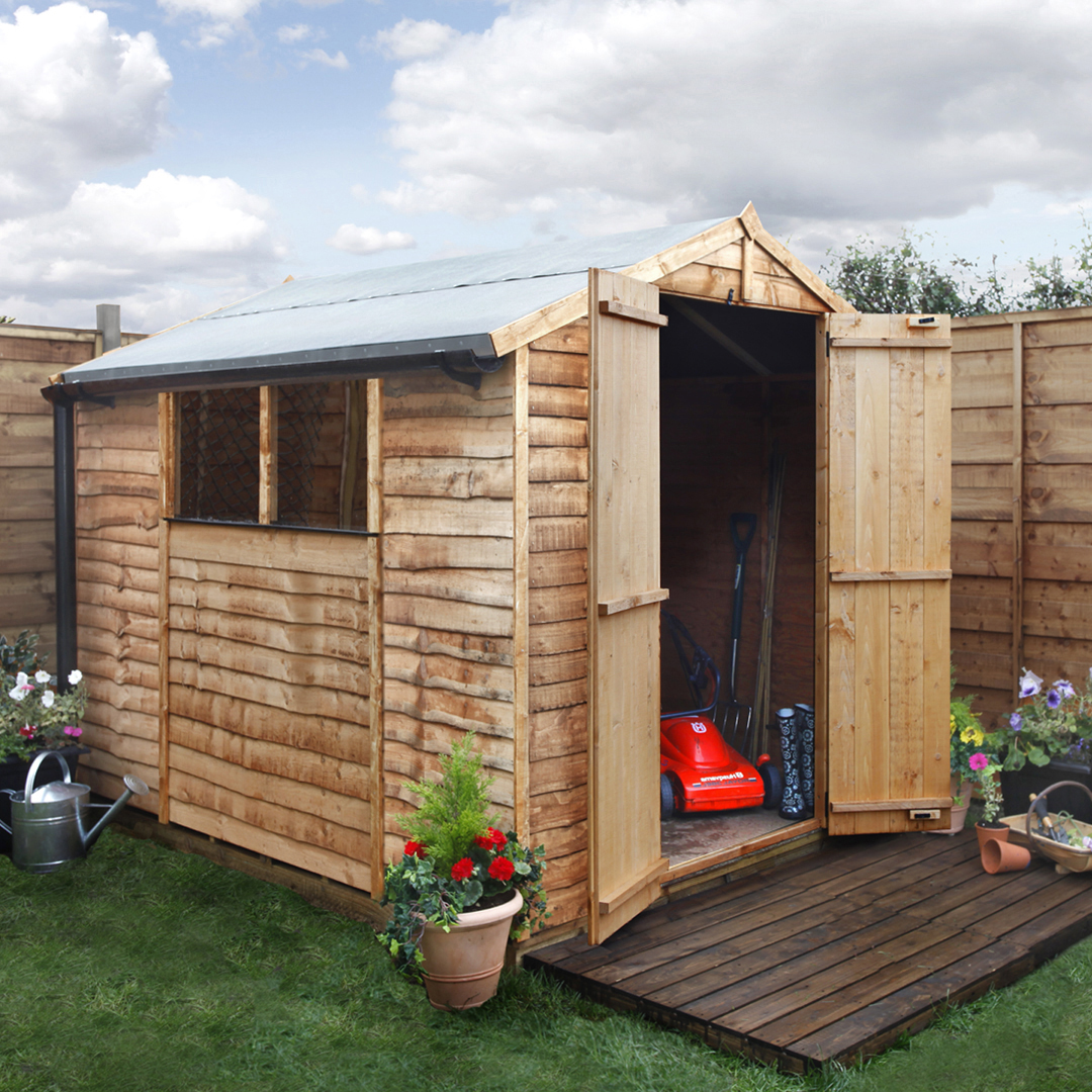 BillyOh 8 x 6 Windowed Rustic Overlap Apex Garden Shed 20 Range