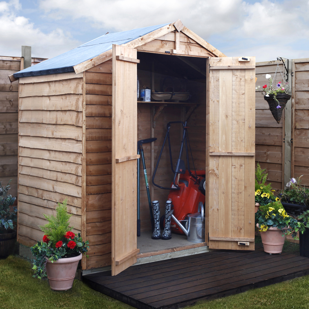 BillyOh 4 x 6 Windowless Rustic Overlap Apex Garden Shed 20 Range