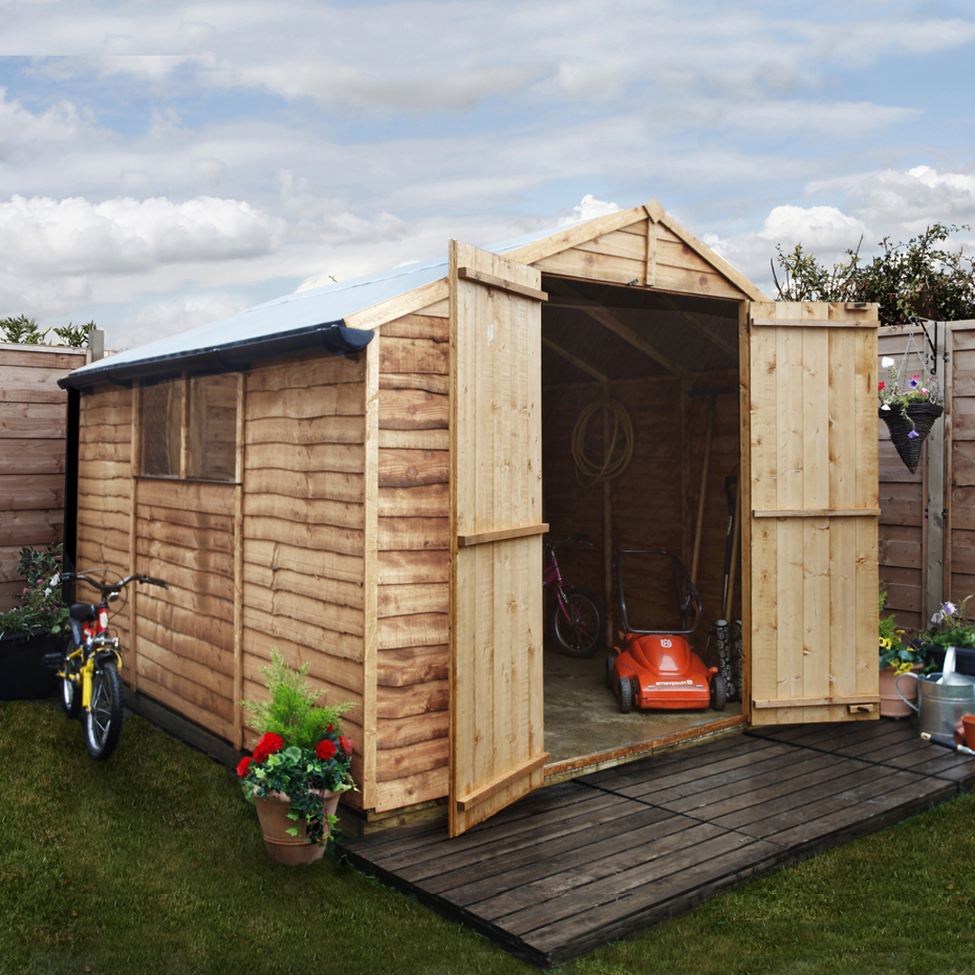 BillyOh 10 x 8 Windowed Rustic Economy Overlap Apex Garden Shed 20 Range