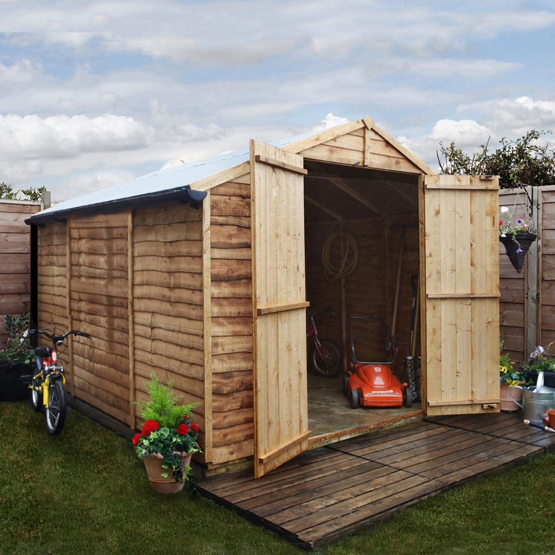 BillyOh 10 x 8 Windowless Rustic Economy Overlap Apex Garden Shed 20 Range