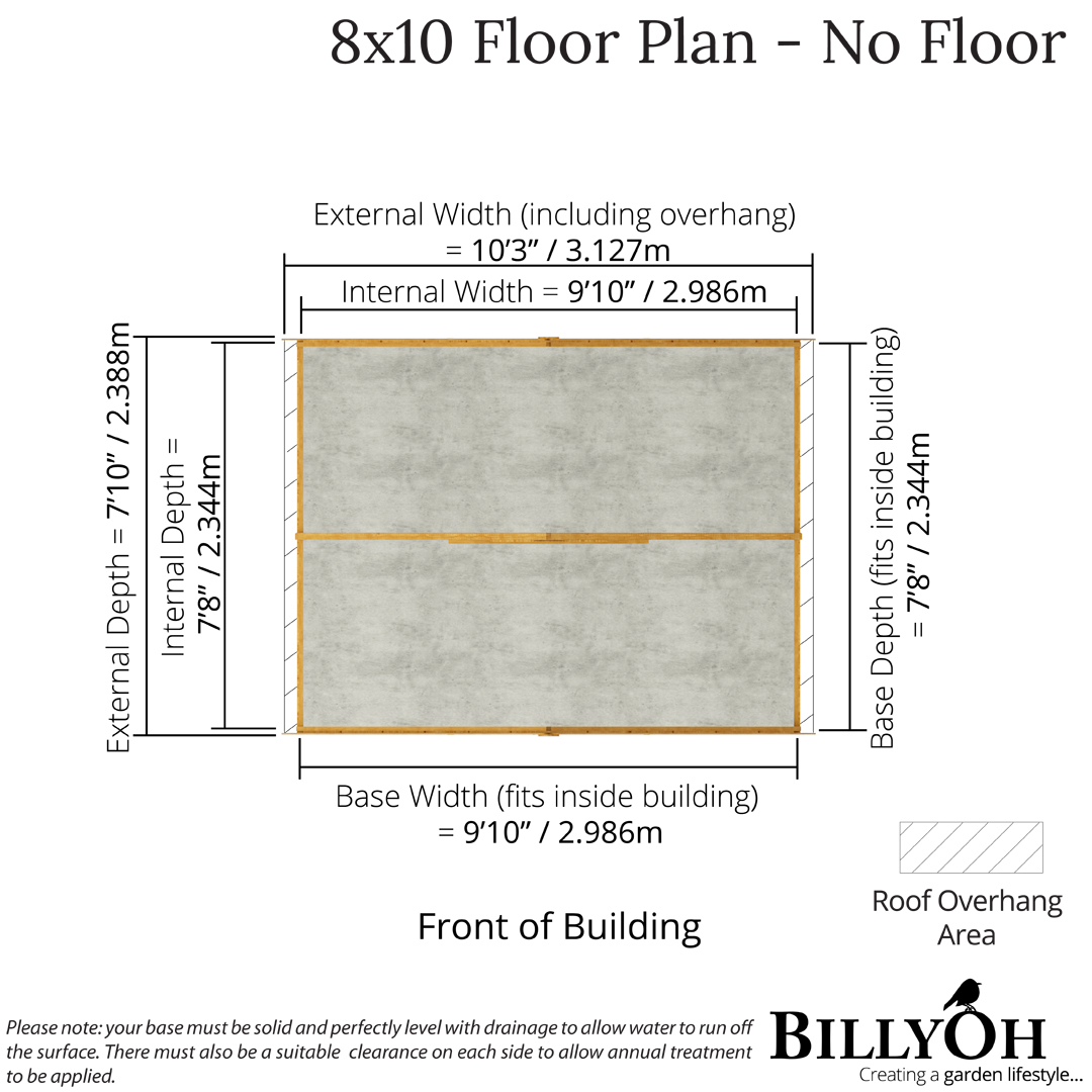 BillyOh 8 x 10 Windowless Tongue and Groove Apex Garden Shed 4000 Range