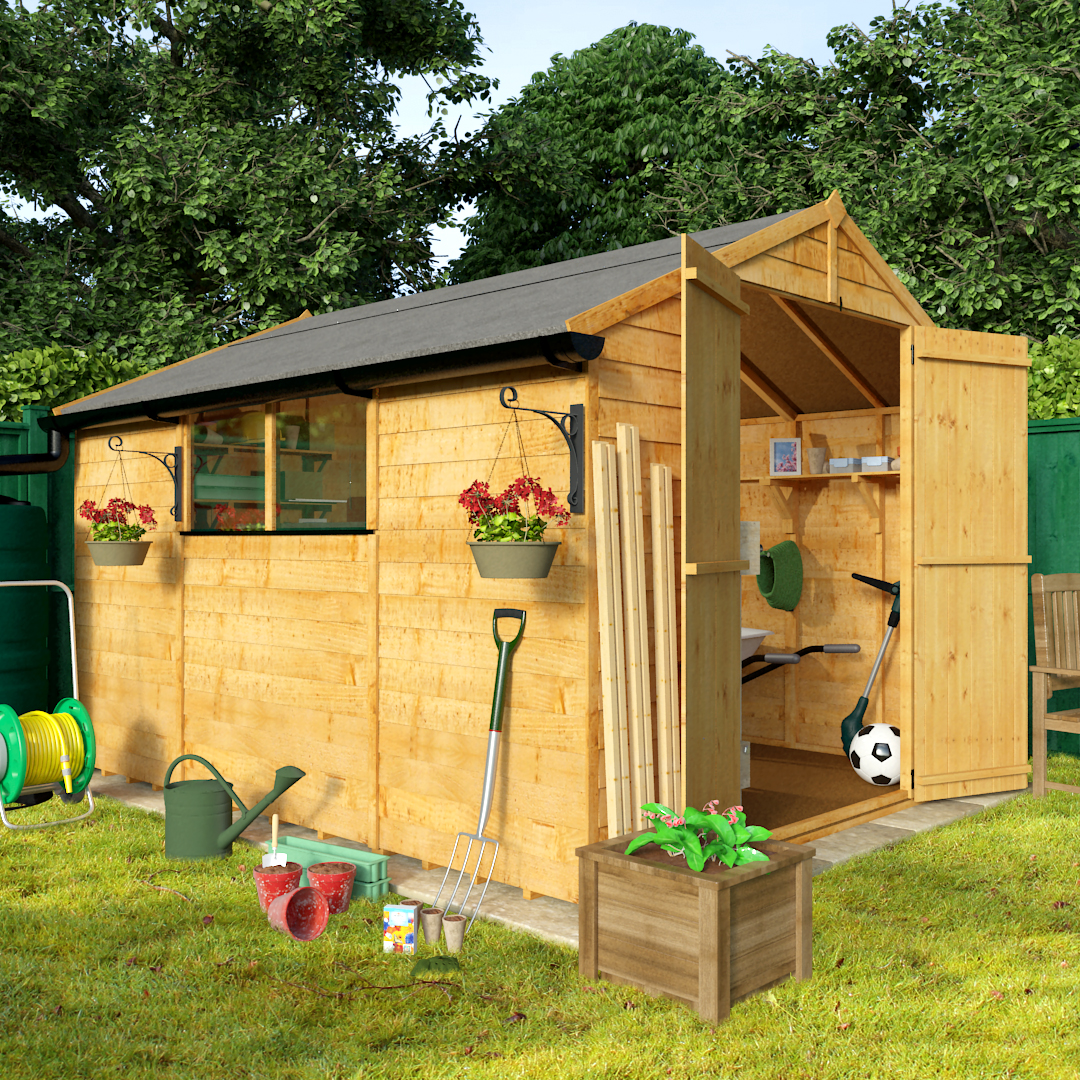 10 x 8 BillyOh 30 Windowed Economy Overlap Apex Garden Shed