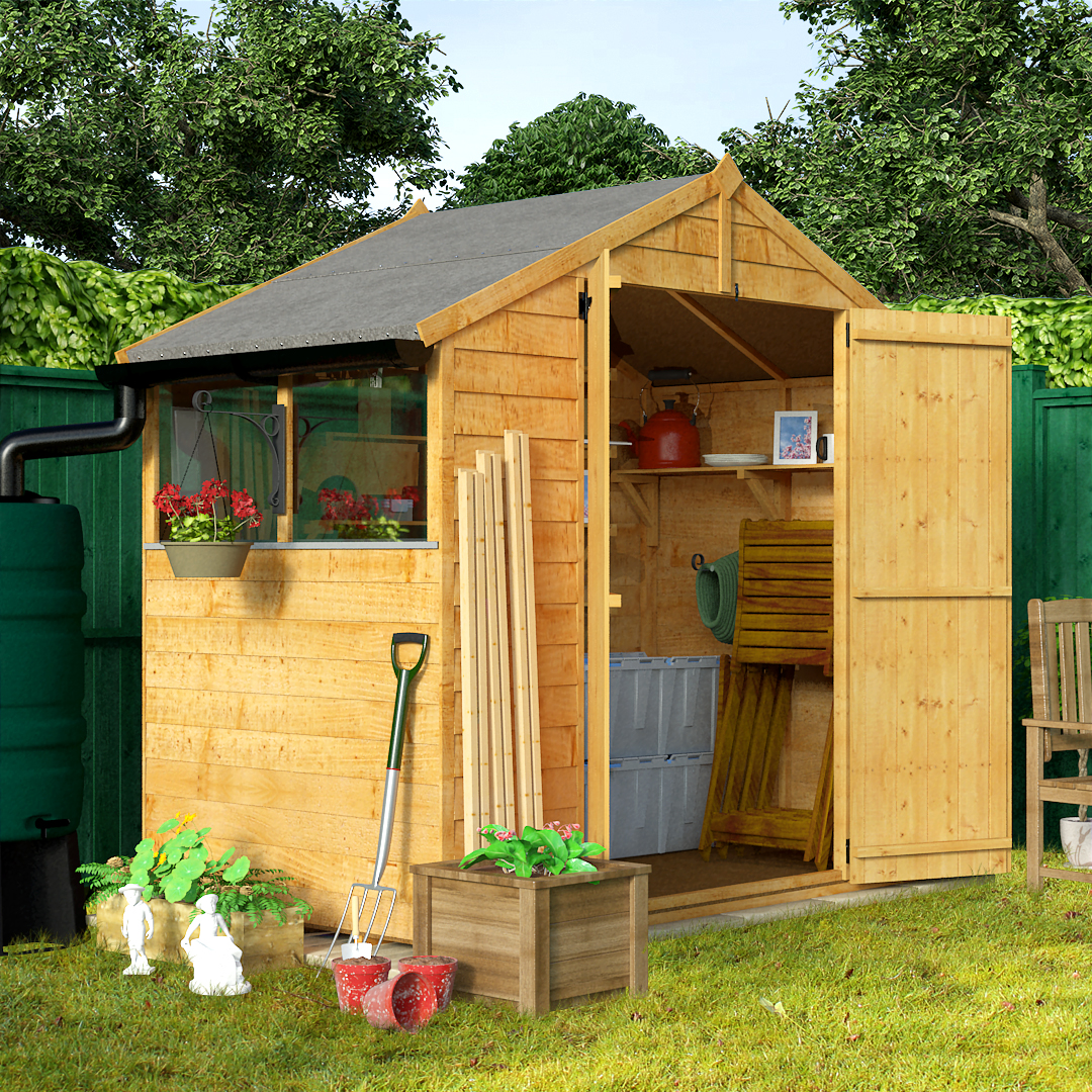 BillyOh 4 x 7 Windowed Economy Overlap Apex Garden Shed 30 Range