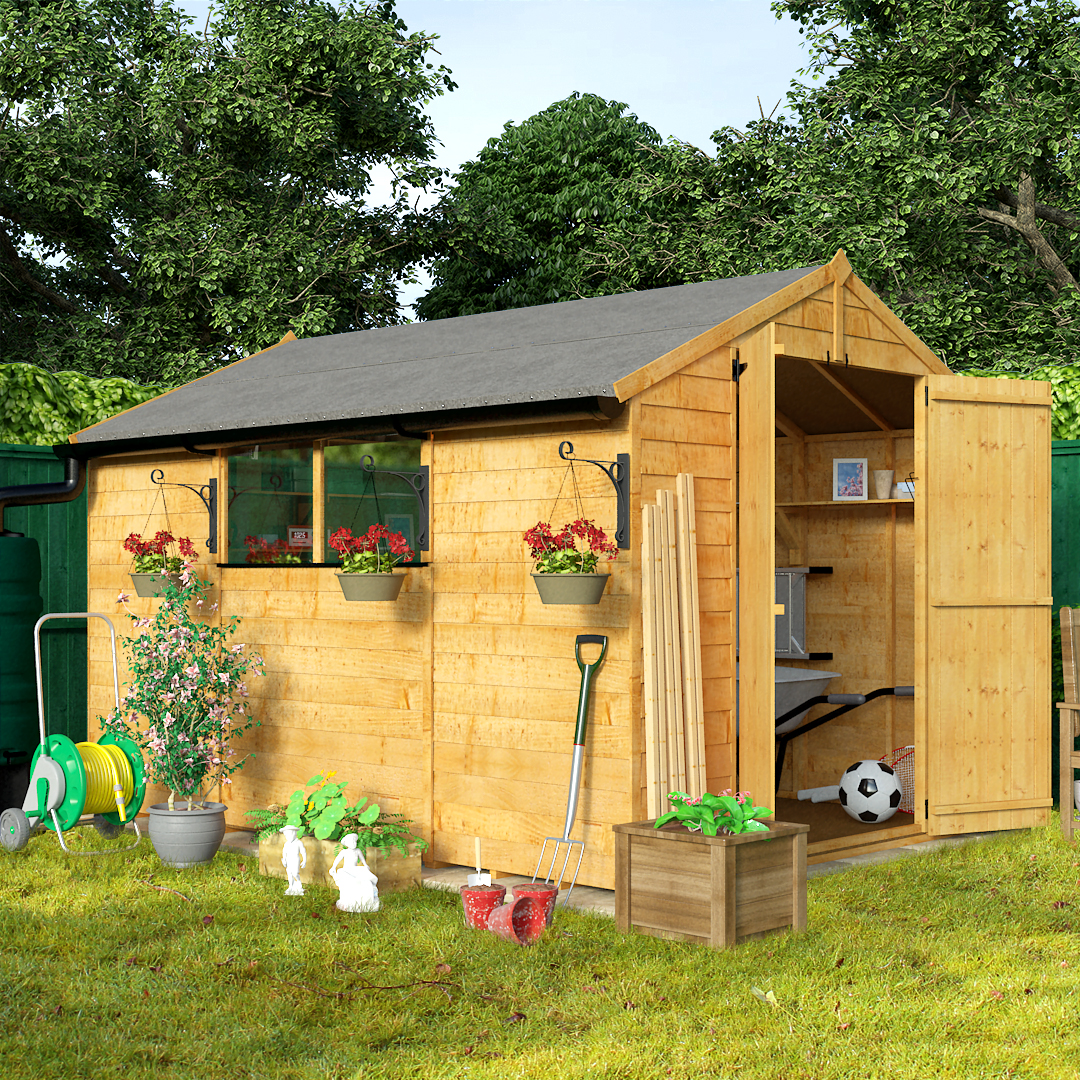 BillyOh 10 x 7 Windowed Economy Overlap Apex Garden Shed 30 Range