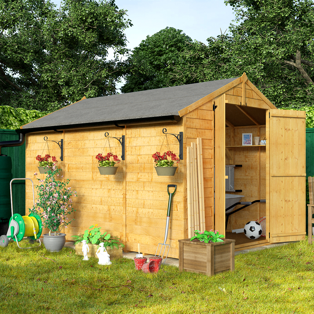 BillyOh 10 x 7 Windowless Economy Overlap Apex Garden Shed 30 Range