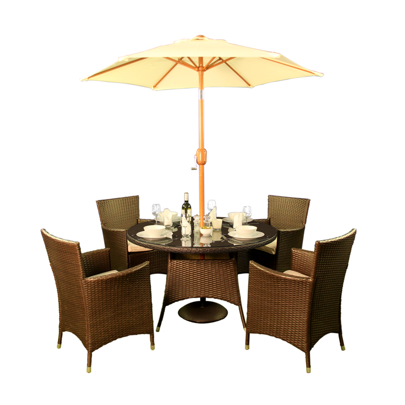 BillyOh Rosario 4 Seater Flat Weave Rattan Round Dining Set