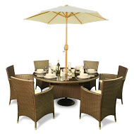 BillyOh Rosario 6 Seater Flat Weave Rattan Furniture Round Dining Set