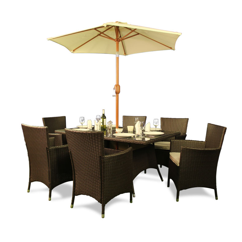 BillyOh Rosario 6 Seater Flat Weave Rattan Rectangular Dining Set