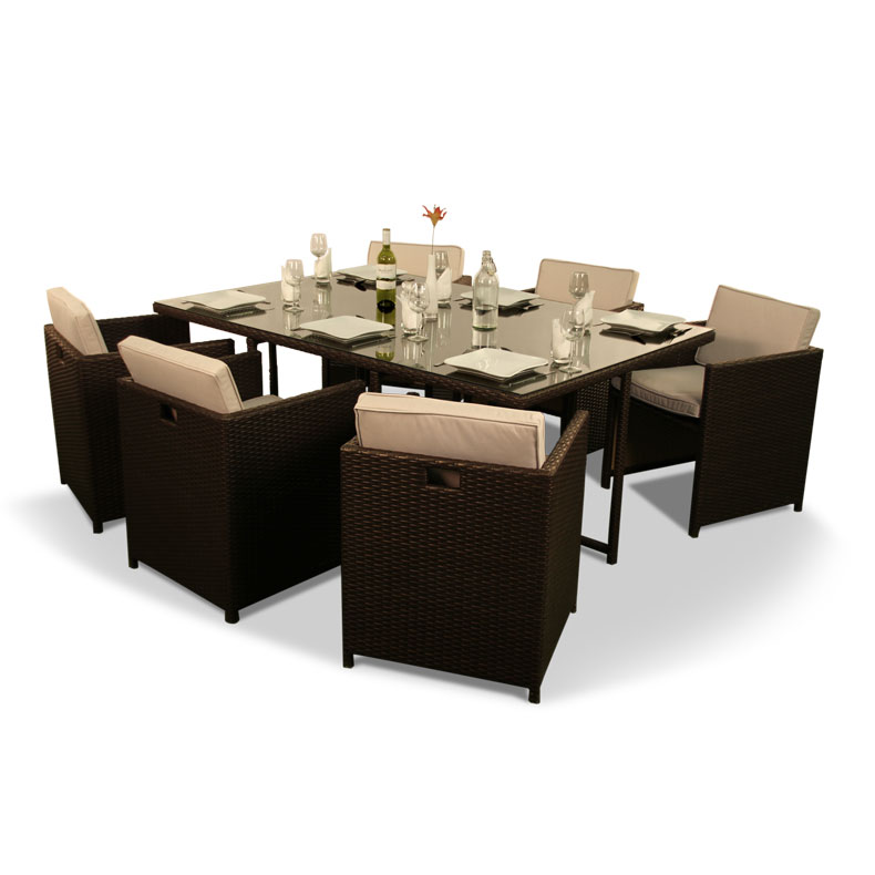 BillyOh Rosario 6 Seater Flat Weave Rattan Cube Dining Set Range