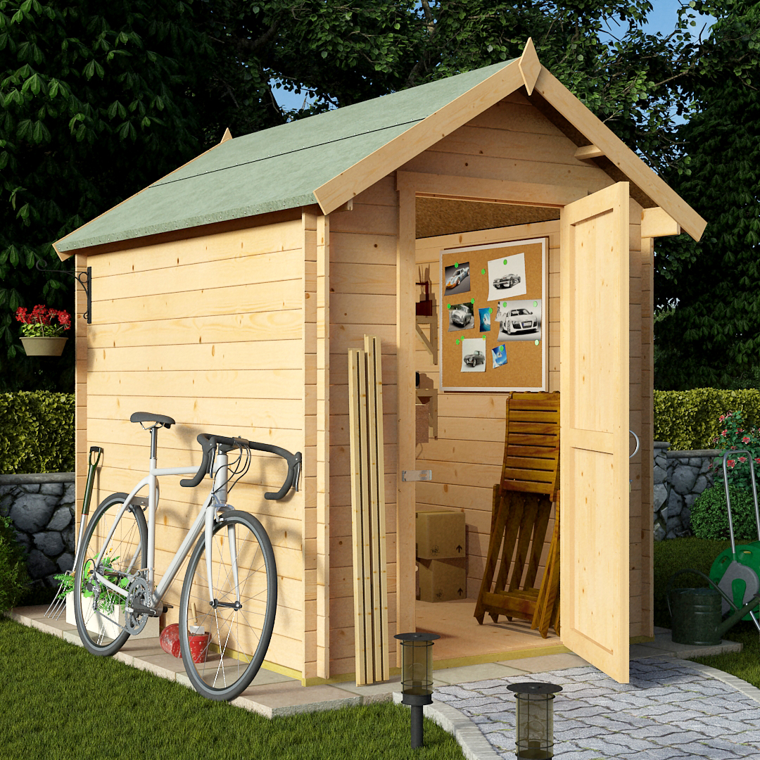 BillyOh 8 x 6 28mm Apex Log Cabin Windowless Heavy Duty Garden Shed