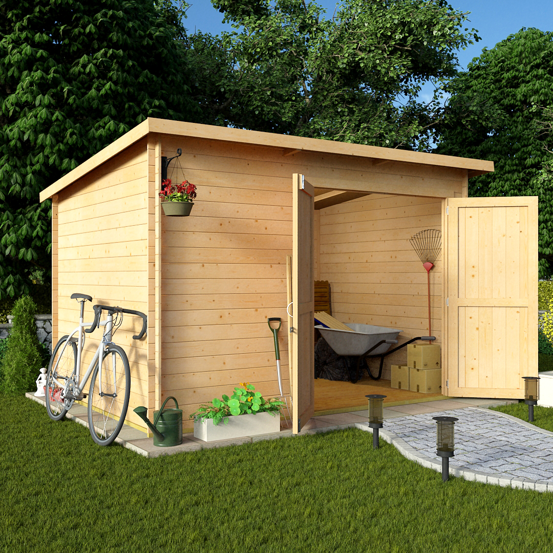 BillyOh 10 x 8 19mm Pent Log Cabin Windowless Heavy Duty