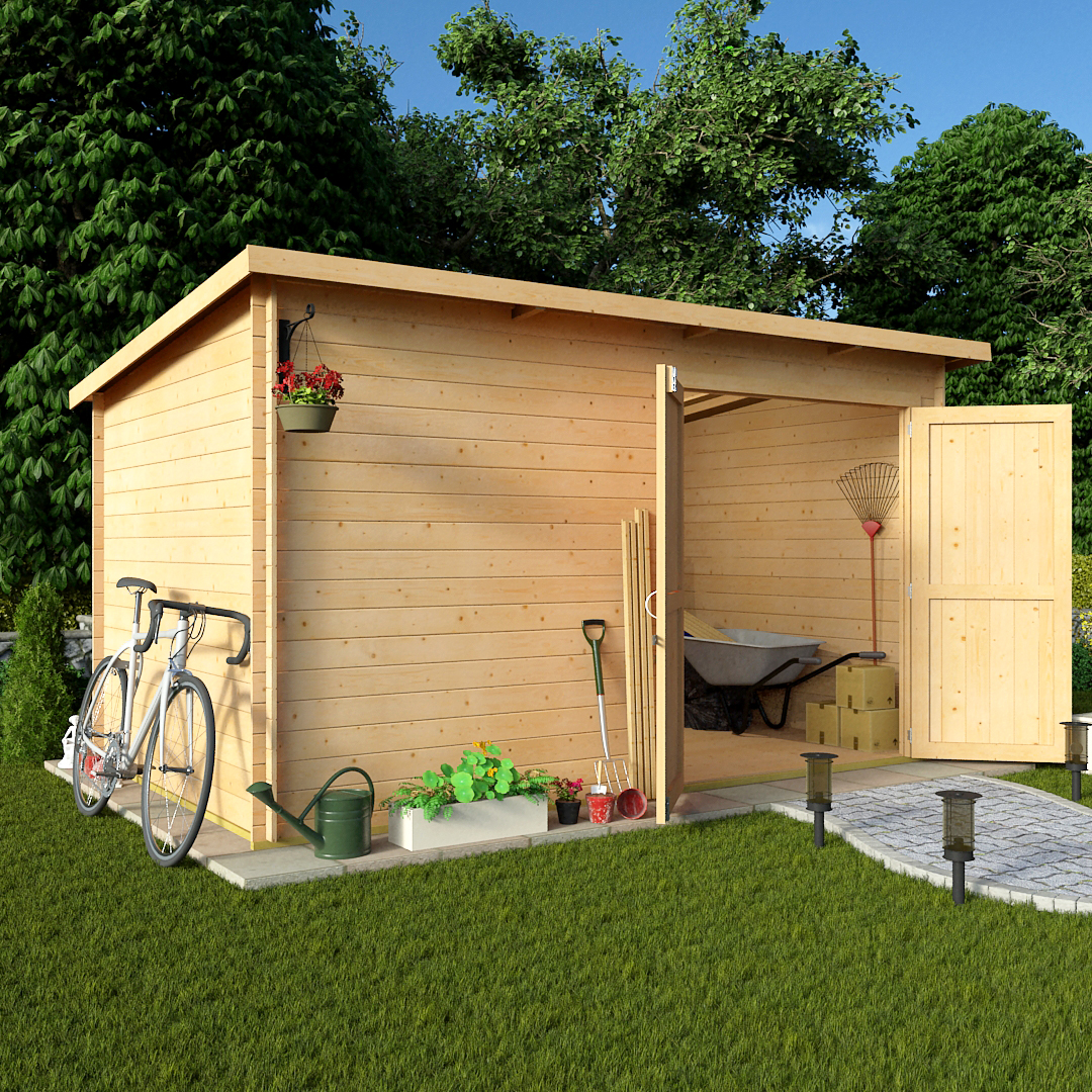 BillyOh 12 x 8 19mm Pent Log Cabin Windowless Heavy Duty