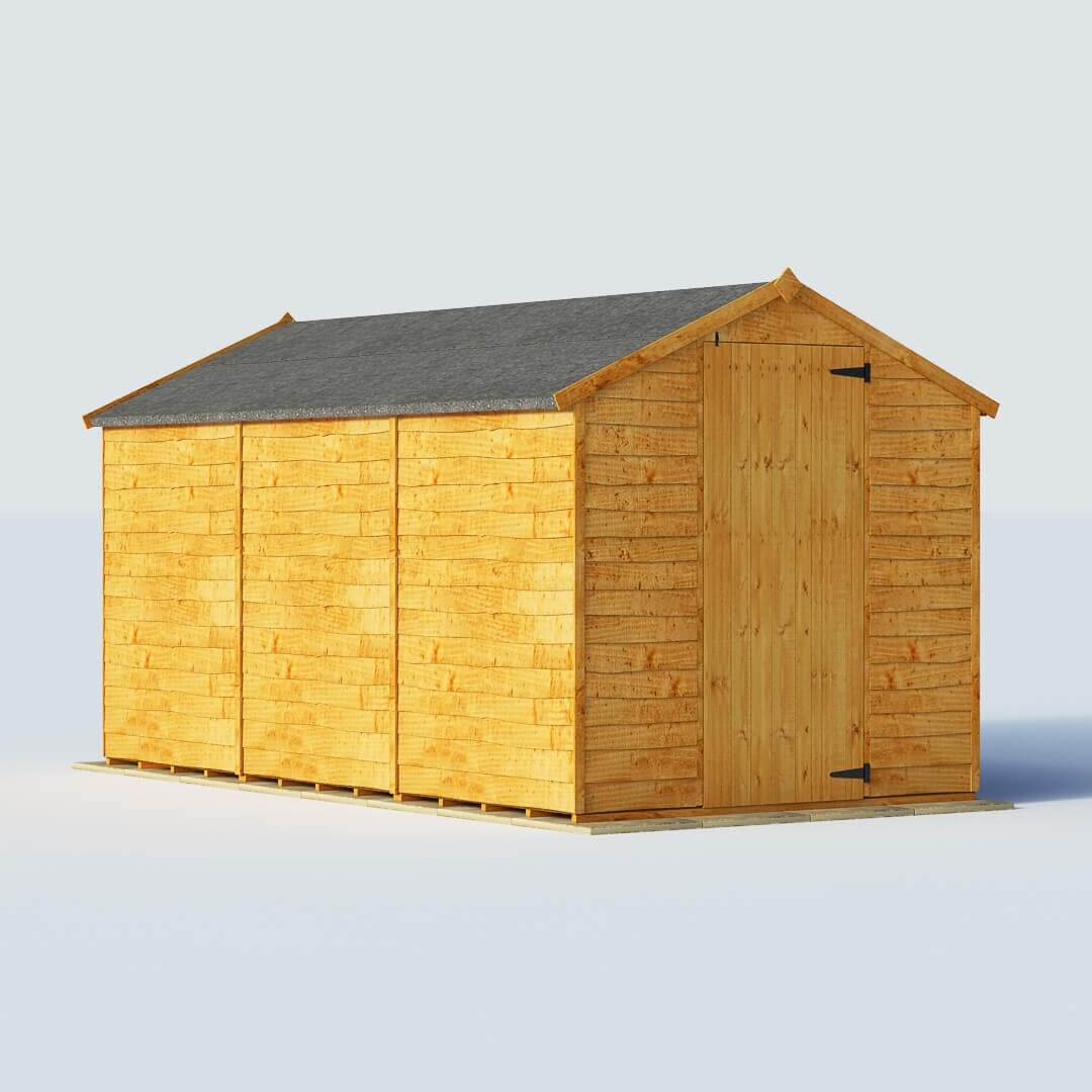 BillyOh 20 12 x 6 Budget Waney Overlap Windowless Single Door Garden Shed