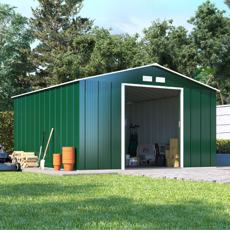 BillyOh Partner Apex Metal Shed - Low Price Double Doors Apex Metal Store Shed - 8 x 8