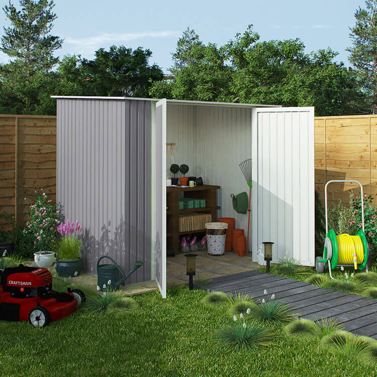 BillyOh Combo Pent Metal Shed - 5 x 7 Warm Grey