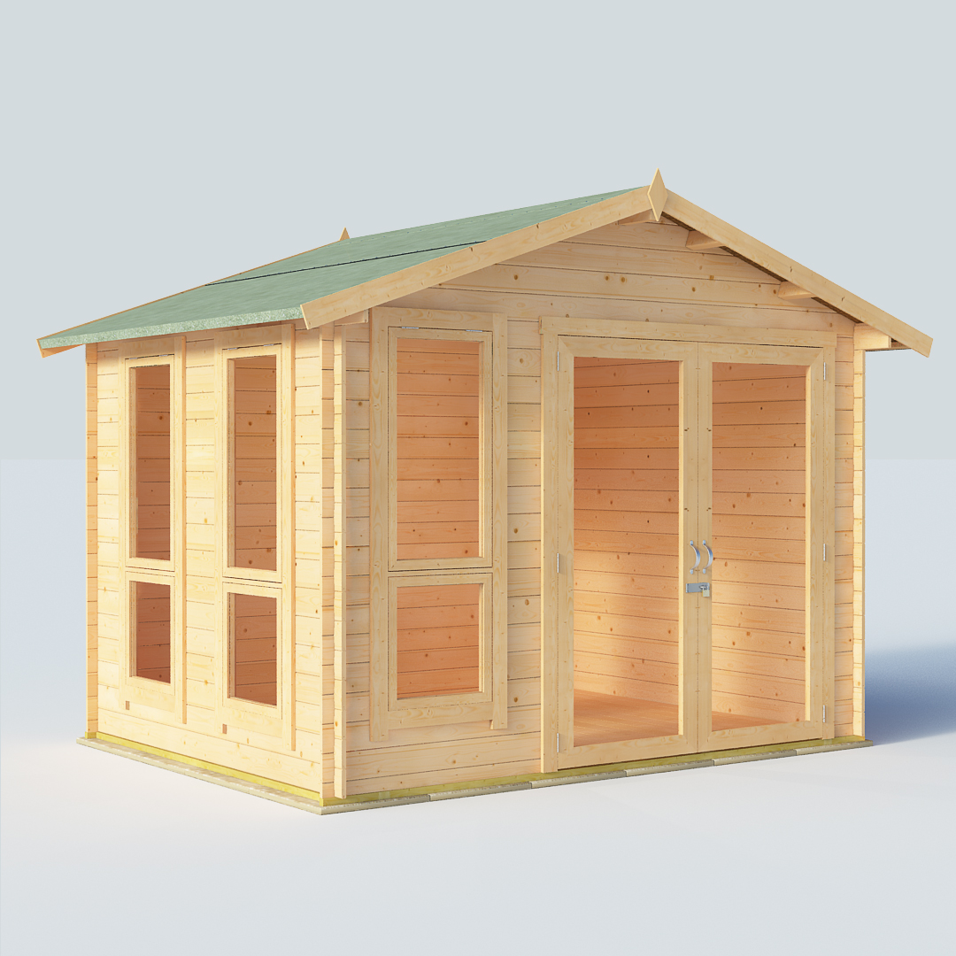 BillyOh Sasha 8x10 Modern DBL Door 19mm Log Cabin Summerhouse