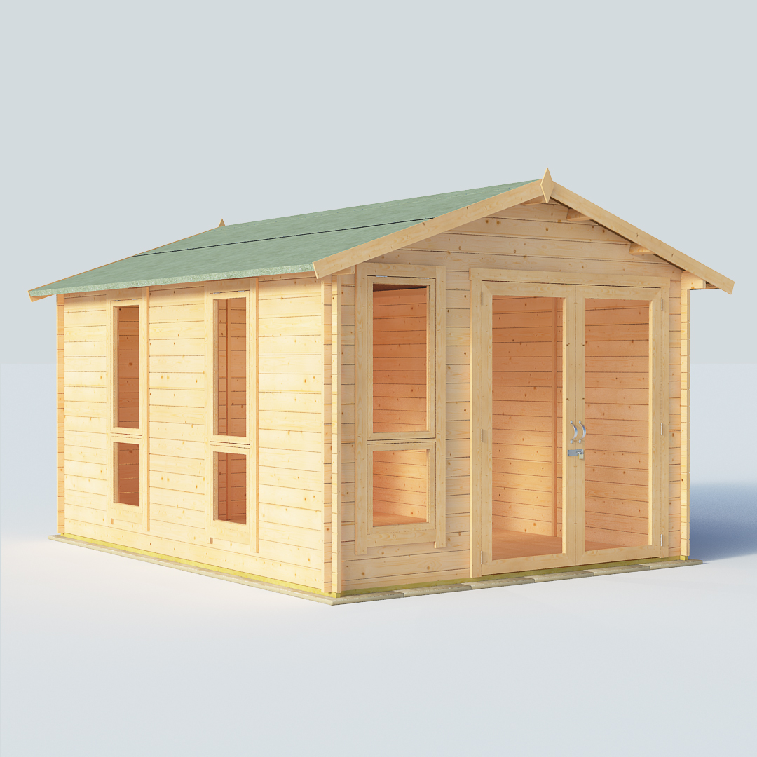 BillyOh Sasha 12x10 Modern DBL Door 28mm Log Cabin Summerhouse