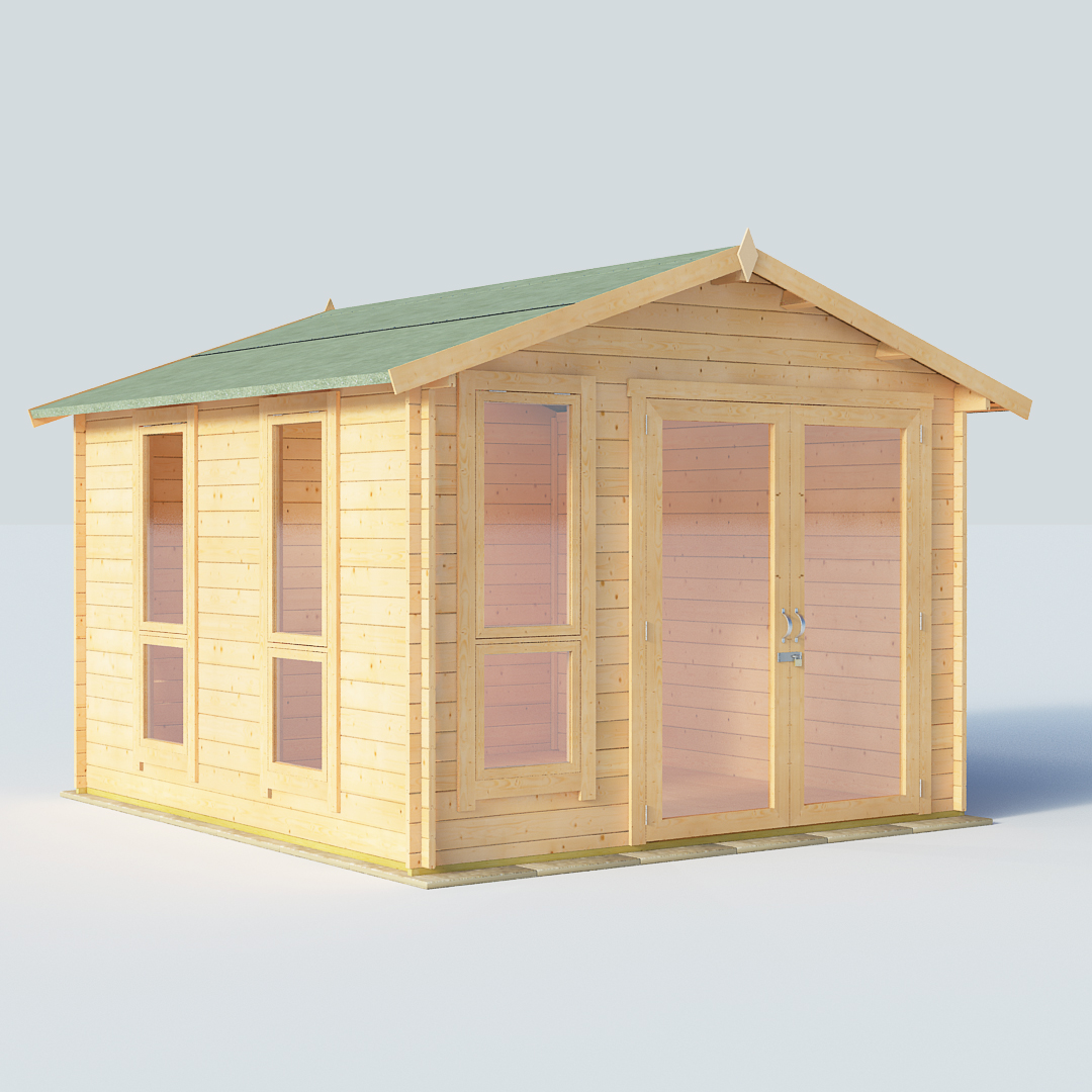 BillyOh Sasha 10x10 Modern DBL Door 28mm Log Cabin Summerhouse