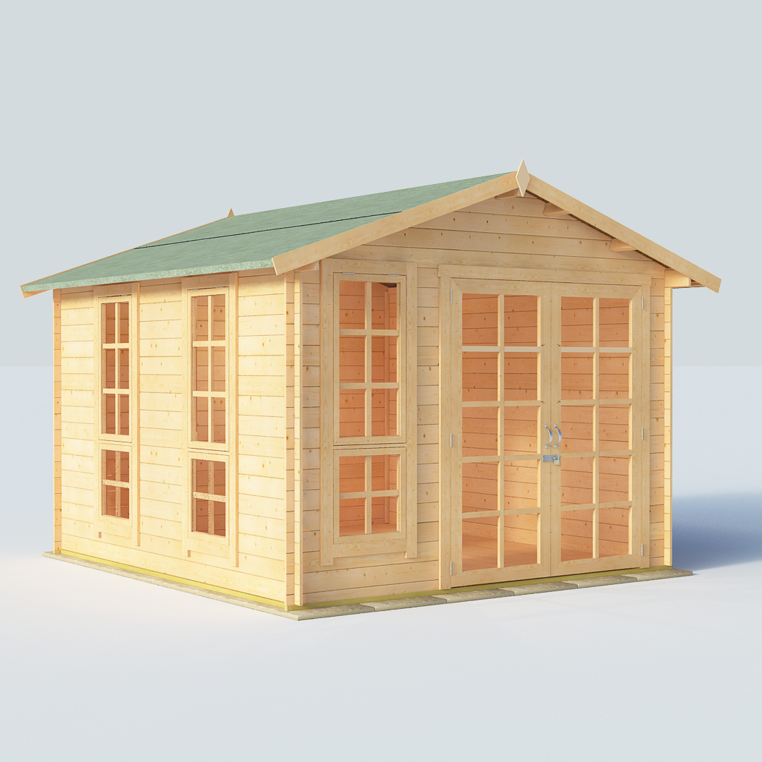 BillyOh Miller 10x10 Georgian DBL Door 19mm Log Cabin Summerhouse