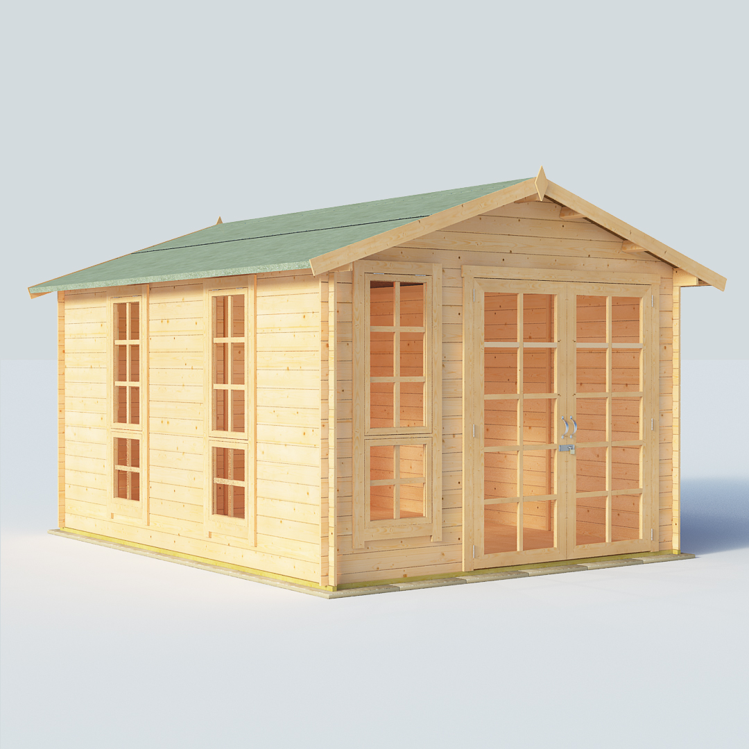 BillyOh Miller 12x10 Georgian DBL Door 19mm Log Cabin Summerhouse