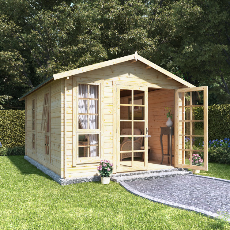 BillyOh Miller Log Cabin Summerhouse - 10x10 Georgian DBL Door 19mm