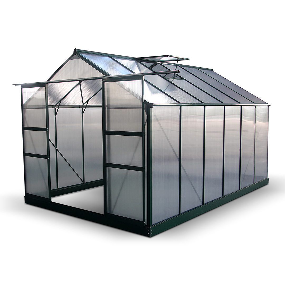 BillyOh Harvester 12 x 8 Walk In Aluminium Greenhouse Double Door Twin Wall Polycarbonate Glazing