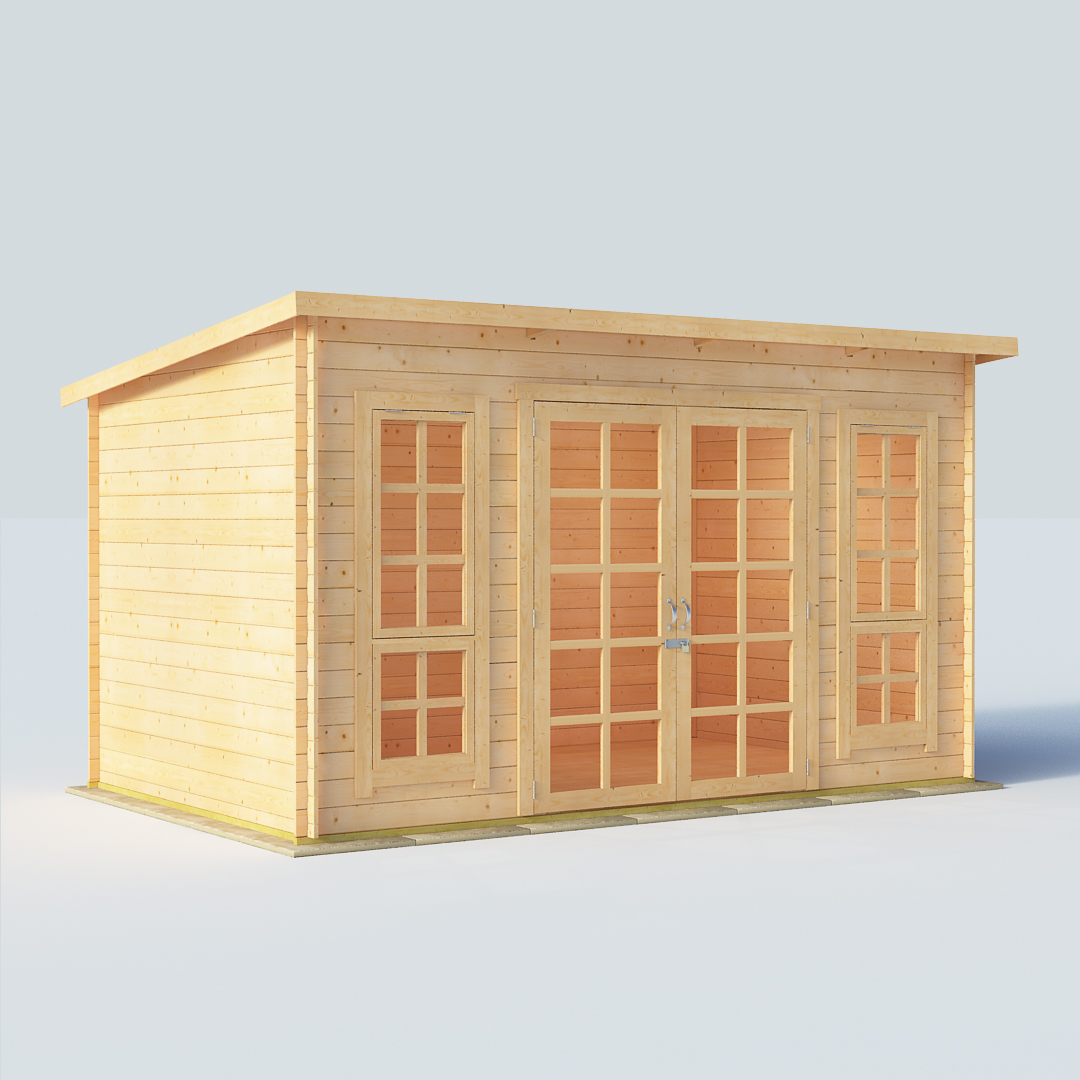 12x8 19mm TG Pent Windowed BillyOh Skinner Modern Log Cabin Summerhouse