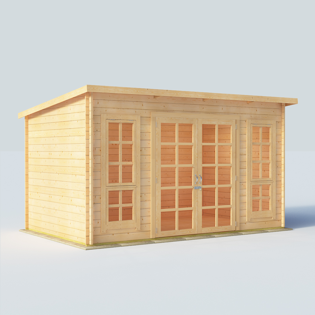 12x8 28mm TG Pent Windowed BillyOh Skinner Modern Log Cabin Summerhouse