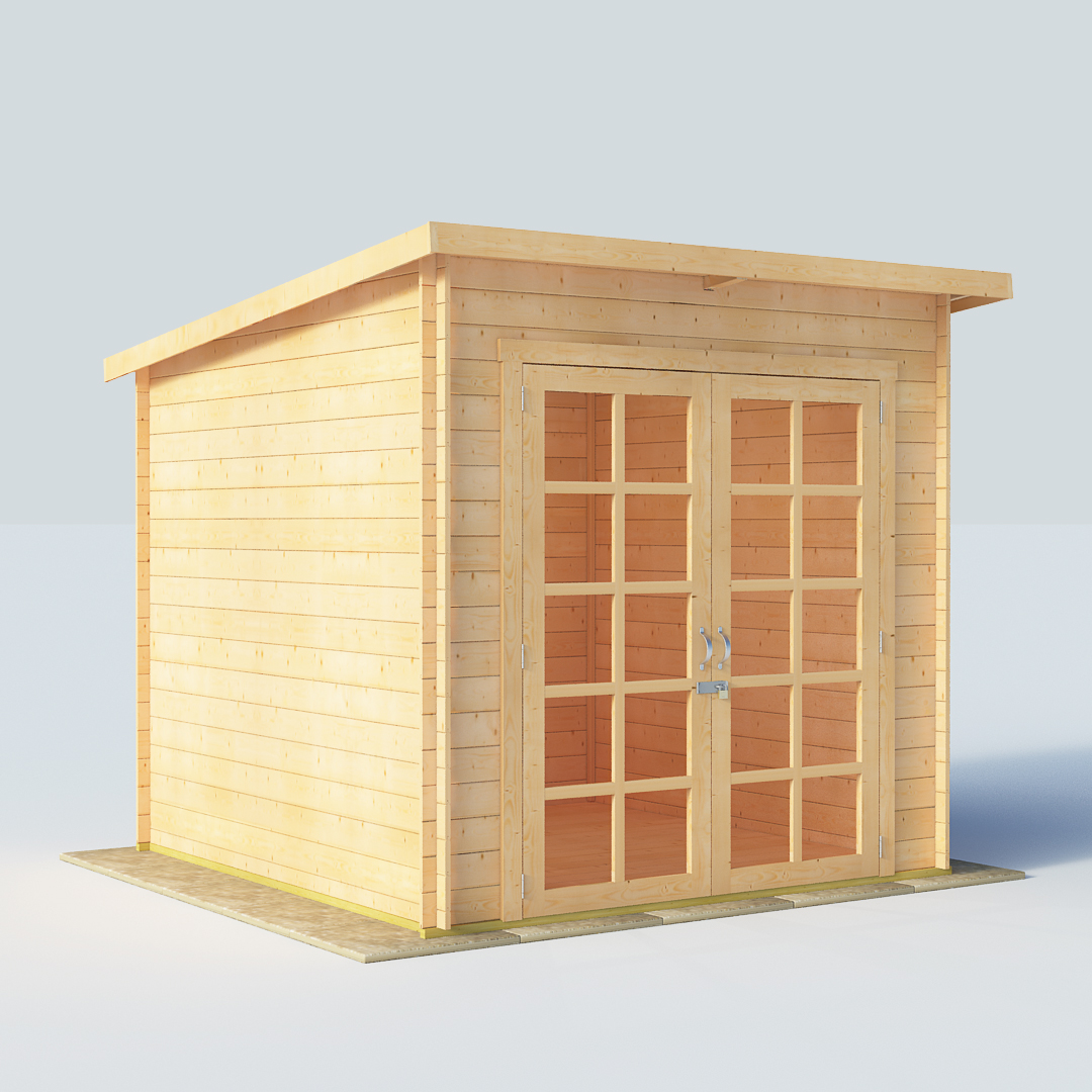 8x8 19mm TG Pent Windowless BillyOh Skinner Modern Log Cabin Summerhouse