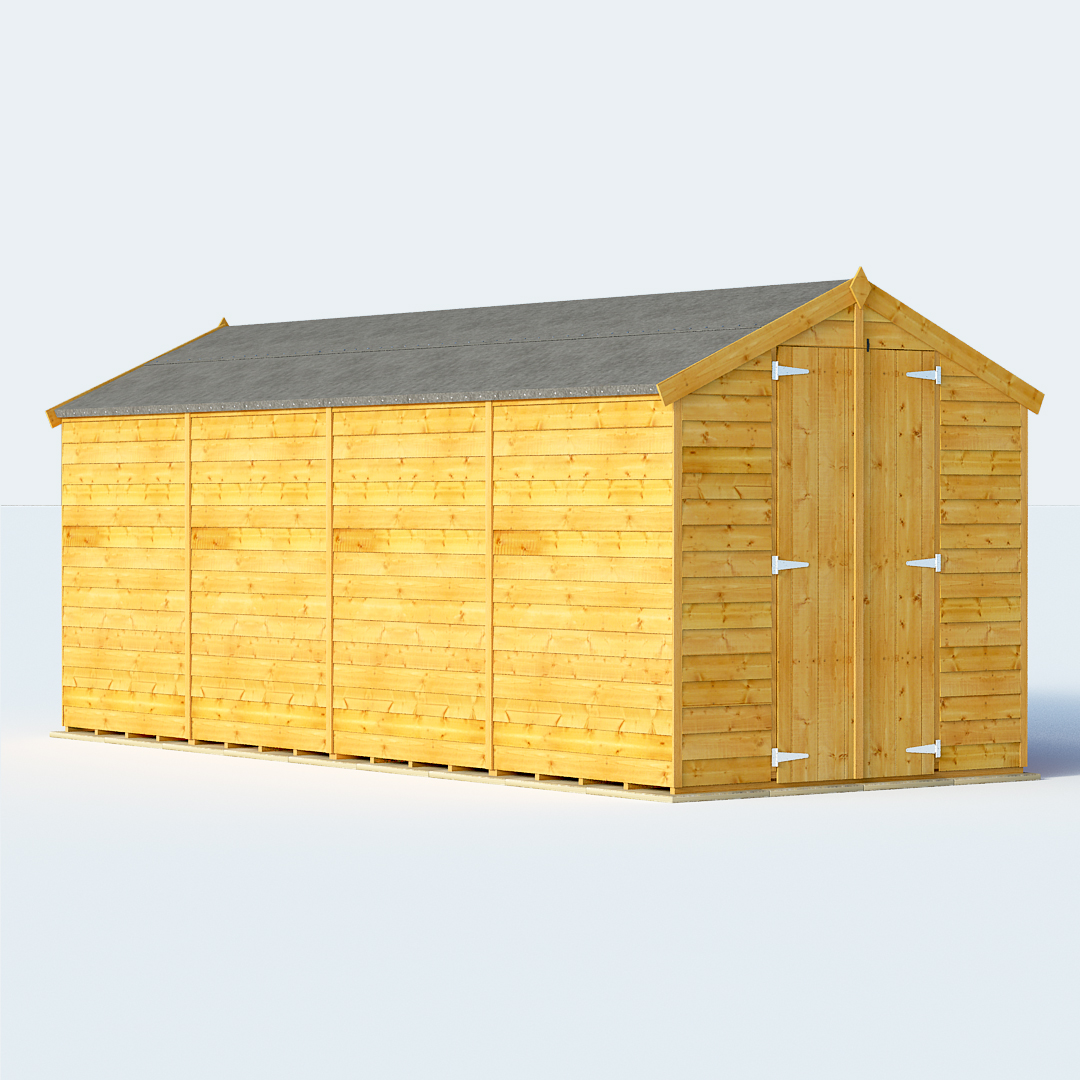 BillyOh 16 x 6 Keeper Overlap Apex Garden Shed Windowless