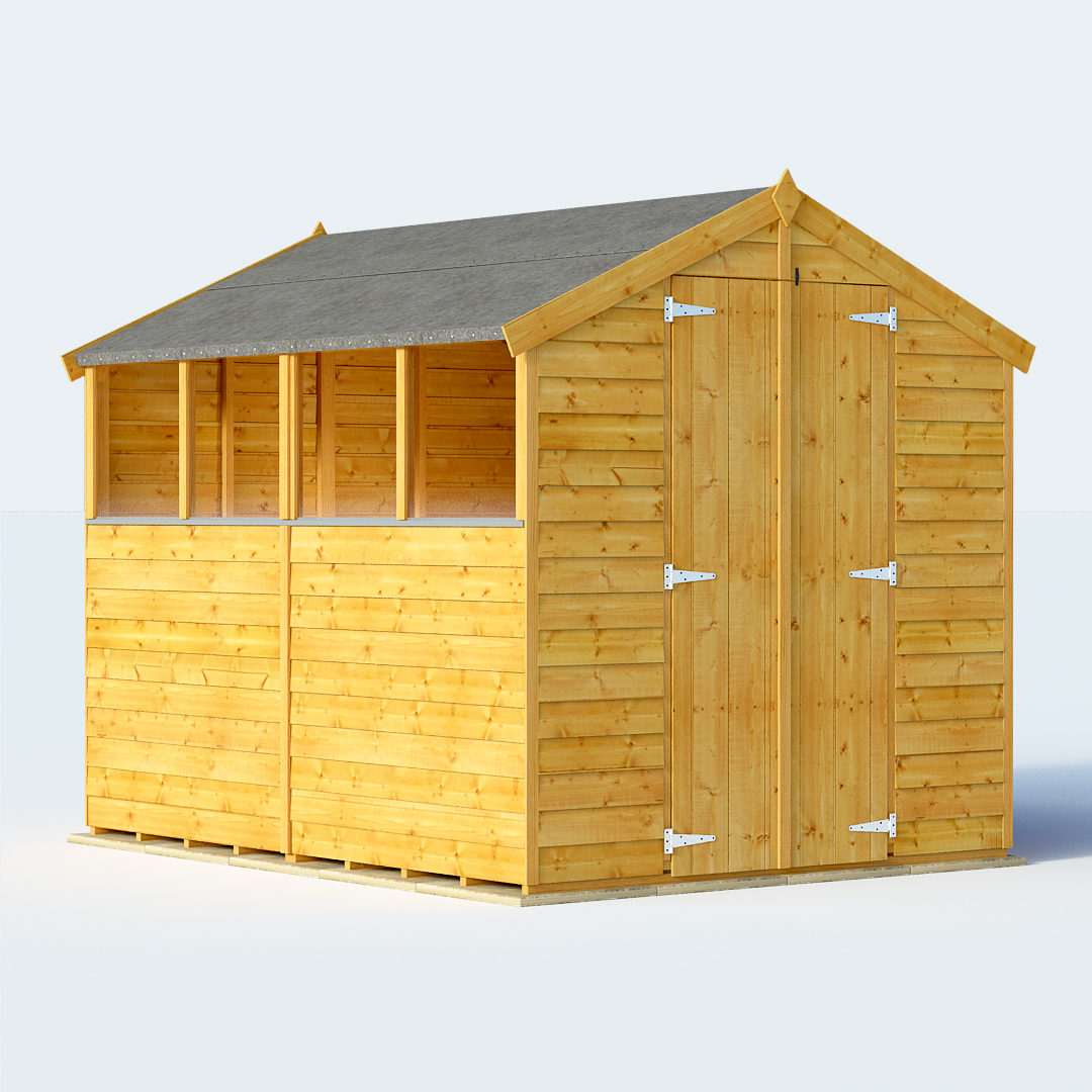 BillyOh 8 x 6 Keeper Overlap Apex Garden Shed Windowed