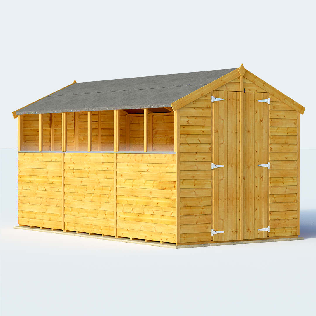 BillyOh 12 x 6 Keeper Overlap Apex Garden Shed Windowed