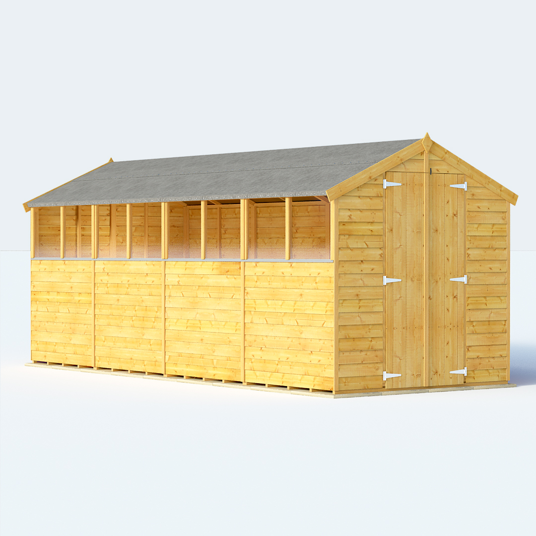 BillyOh 16 x 6 Keeper Overlap Apex Garden Shed Windowed